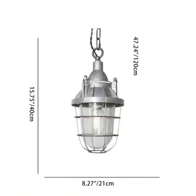 Contemporary Industrial Iron Glass Cage Grenade 1-Light Pendant Light For Dining Room