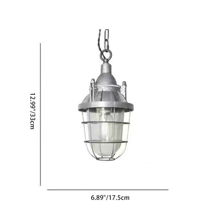 Contemporary Industrial Iron Glass Cage Grenade 1-Light Pendant Light For Dining Room