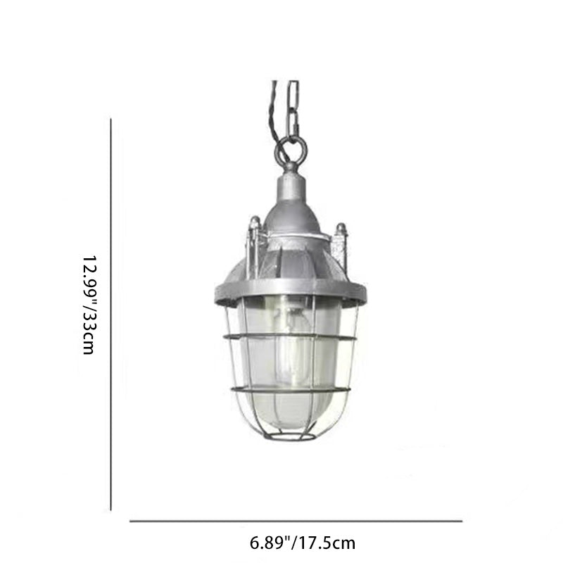 Contemporary Industrial Iron Glass Cage Grenade 1-Light Pendant Light For Dining Room