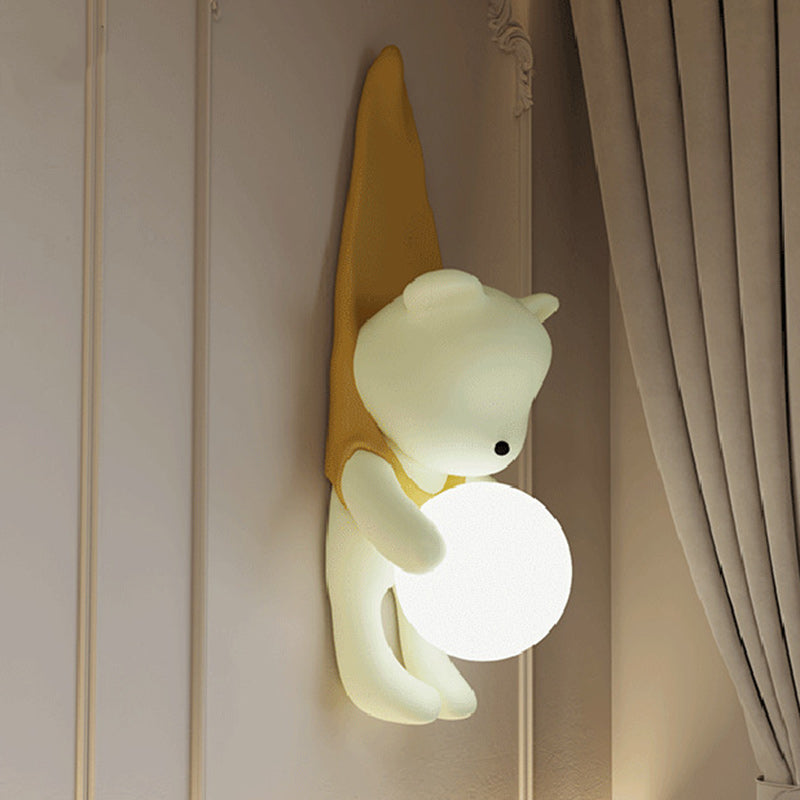 Zeitgenössische kreative Kinder hängen Bär Harz PMMA 1-Licht Wandleuchte Lampe für Schlafzimmer 