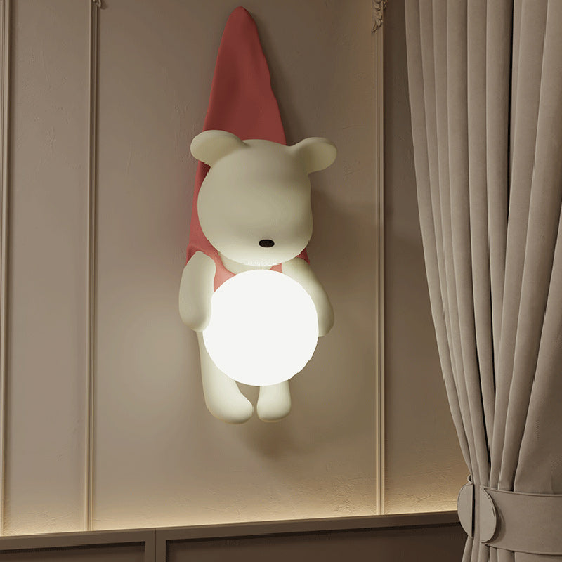 Zeitgenössische kreative Kinder hängen Bär Harz PMMA 1-Licht Wandleuchte Lampe für Schlafzimmer 