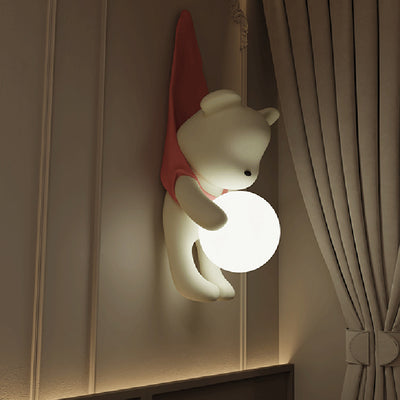 Zeitgenössische kreative Kinder hängen Bär Harz PMMA 1-Licht Wandleuchte Lampe für Schlafzimmer 