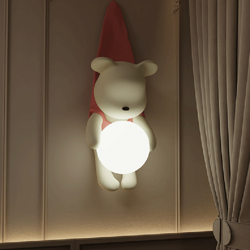 Zeitgenössische kreative Kinder hängen Bär Harz PMMA 1-Licht Wandleuchte Lampe für Schlafzimmer 