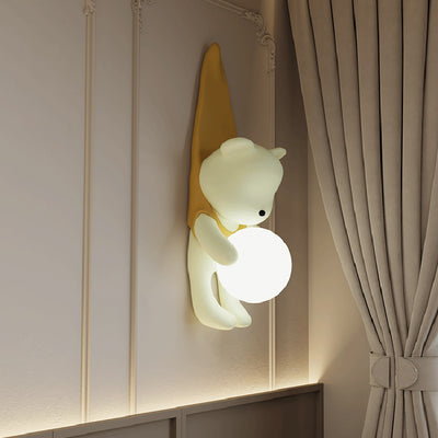 Zeitgenössische kreative Kinder hängen Bär Harz PMMA 1-Licht Wandleuchte Lampe für Schlafzimmer 