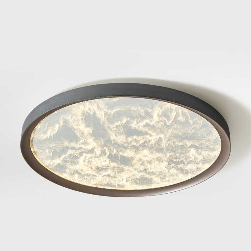 Modern Simplicity Iron Aluminum Acrylic Round Flame LED Flush Mount Ceiling Light For Bedroom