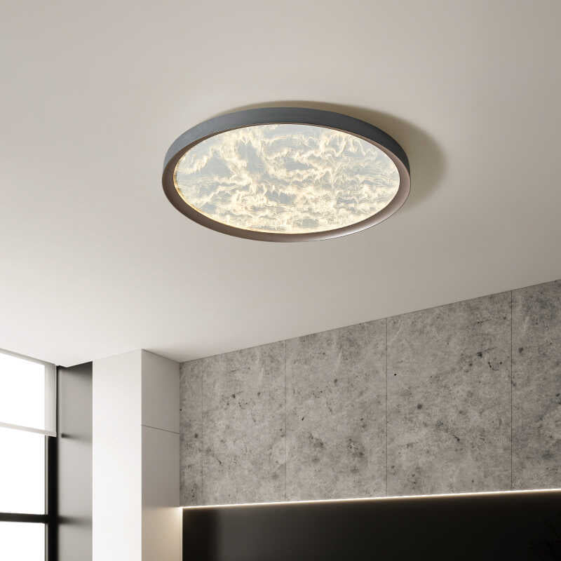 Modern Simplicity Iron Aluminum Acrylic Round Flame LED Flush Mount Ceiling Light For Bedroom