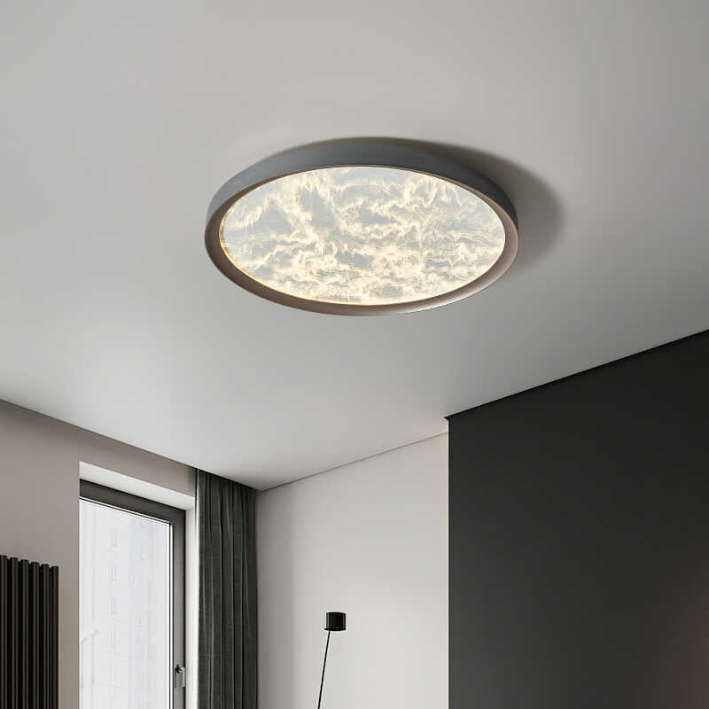 Modern Simplicity Iron Aluminum Acrylic Round Flame LED Flush Mount Ceiling Light For Bedroom