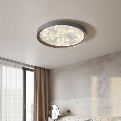 Modern Simplicity Iron Aluminum Acrylic Round Flame LED Flush Mount Ceiling Light For Bedroom