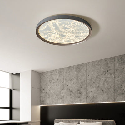 Modern Simplicity Iron Aluminum Acrylic Round Flame LED Flush Mount Ceiling Light For Bedroom