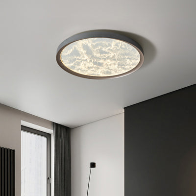 Modern Simplicity Iron Aluminum Acrylic Round Flame LED Flush Mount Ceiling Light For Bedroom