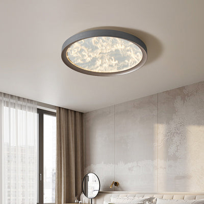 Modern Simplicity Iron Aluminum Acrylic Round Flame LED Flush Mount Ceiling Light For Bedroom