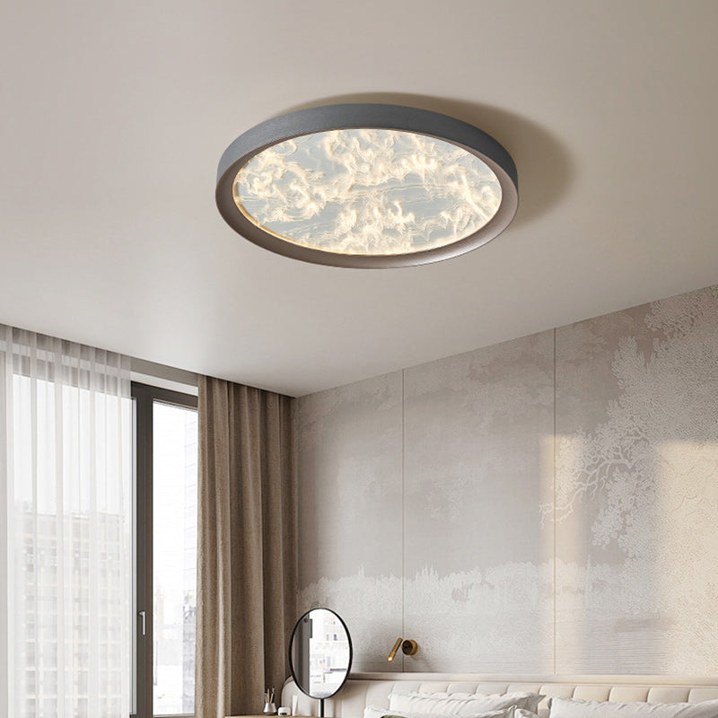 Modern Simplicity Iron Aluminum Acrylic Round Flame LED Flush Mount Ceiling Light For Bedroom