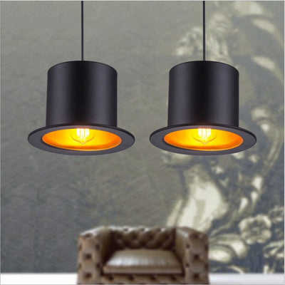 Contemporary Creative Hat Cylinder Aluminum Metal 1-Light Pendant Light For Dining Room