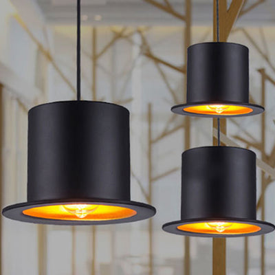 Contemporary Creative Hat Cylinder Aluminum Metal 1-Light Pendant Light For Dining Room