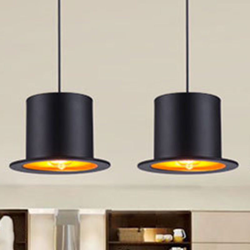 Contemporary Creative Hat Cylinder Aluminum Metal 1-Light Pendant Light For Dining Room