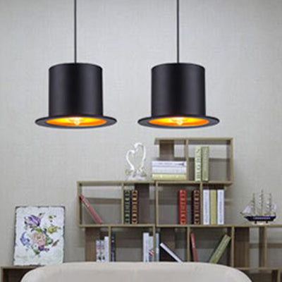 Contemporary Creative Hat Cylinder Aluminum Metal 1-Light Pendant Light For Dining Room