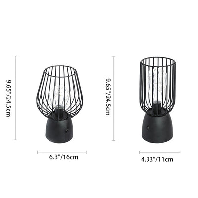 Contemporary Nordic Iron Copper Wire Cylinder Cage Shape Battery LED Table Lamp For Bedside