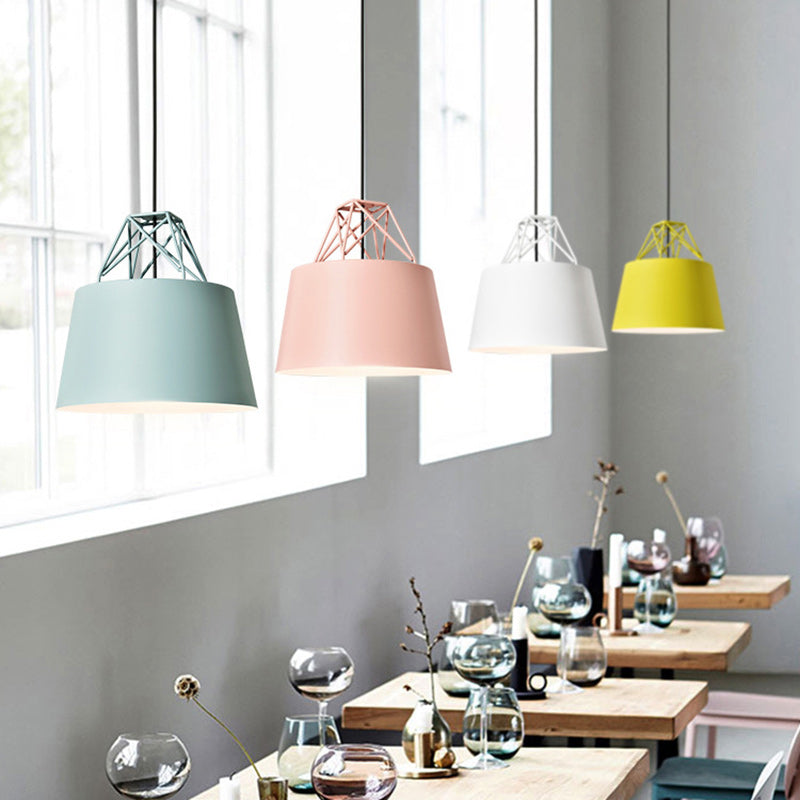 Contemporary Scandinavian Aluminum Iron Cylinder 1-Light Pendant Light For Dining Room