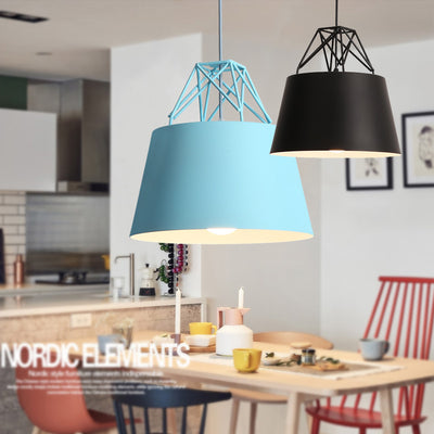 Contemporary Scandinavian Aluminum Iron Cylinder 1-Light Pendant Light For Dining Room