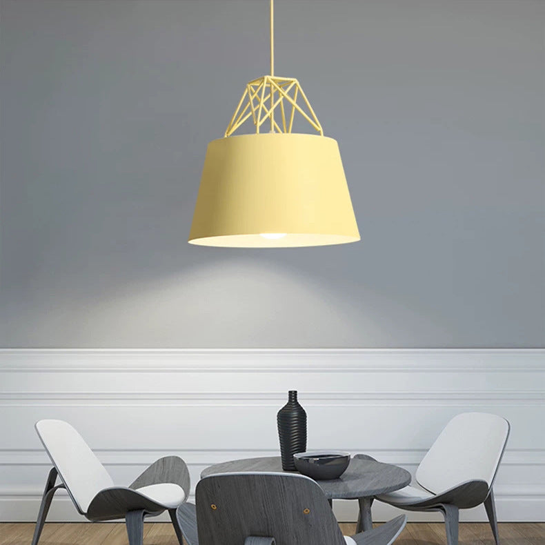 Contemporary Scandinavian Aluminum Iron Cylinder 1-Light Pendant Light For Dining Room