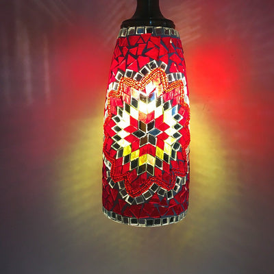 Contemporary Boho Glass Iron Cylinder Mosaic 1-Light Pendant Light For Dining Room