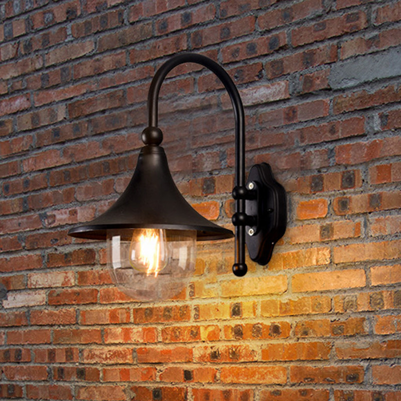 Contemporary Industrial Waterproof Aluminum Acrylic Conic Horn 1-Light Wall Sconce Lamp For Outdoor Patio