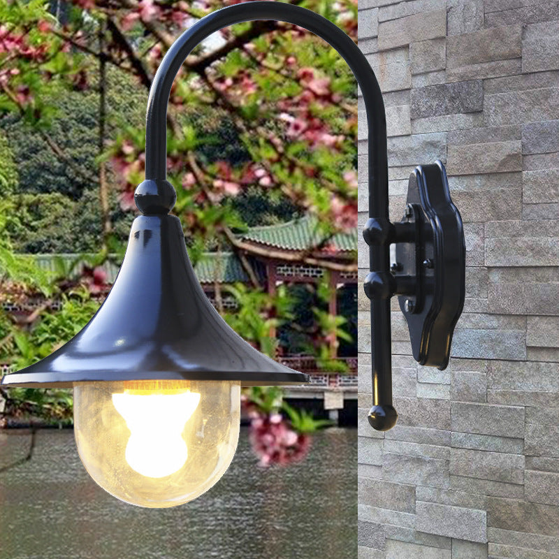 Contemporary Industrial Waterproof Aluminum Acrylic Conic Horn 1-Light Wall Sconce Lamp For Outdoor Patio