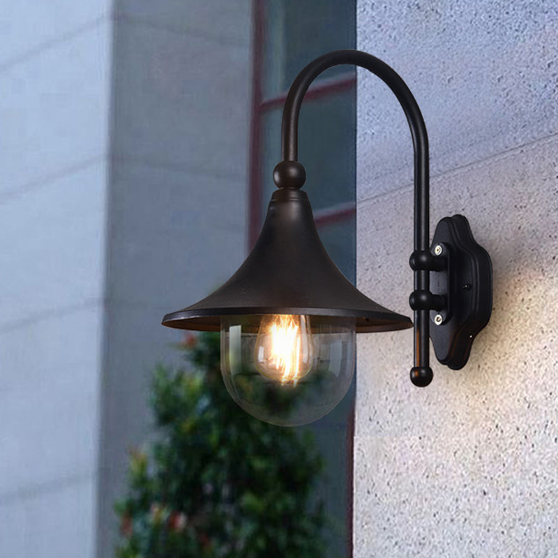 Contemporary Industrial Waterproof Aluminum Acrylic Conic Horn 1-Light Wall Sconce Lamp For Outdoor Patio