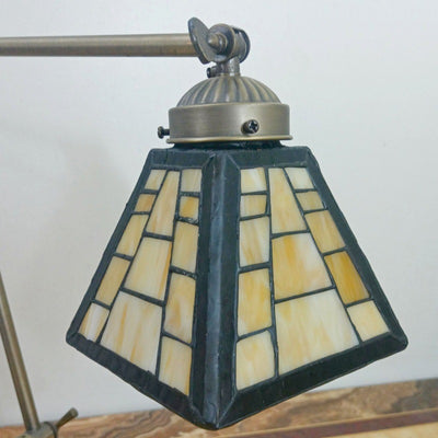 Traditional Tiffany Metal Glass Conic 1-Light Table Lamp For Bedroom