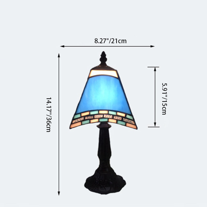 Contemporary Coastal Glass Resin Trapezoidal 1-Light Table Lamp For Bedside