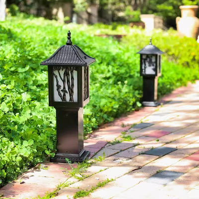 Traditional European Solar Waterproof Aluminum Cylinder Bamboo 1-Light Landscape Lighting Outdoor Light For Garden