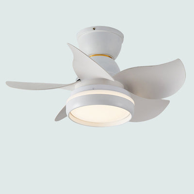 Contemporary Scandinavian Acrylic ABS Metal Round Flower LED Semi-Flush Mount Ceiling Fan Light For Living Room