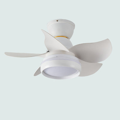 Contemporary Scandinavian Acrylic ABS Metal Round Flower LED Semi-Flush Mount Ceiling Fan Light For Living Room