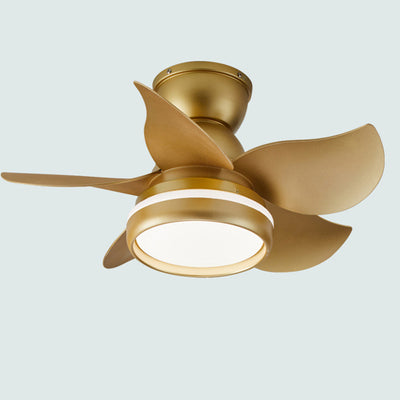 Contemporary Scandinavian Acrylic ABS Metal Round Flower LED Semi-Flush Mount Ceiling Fan Light For Living Room