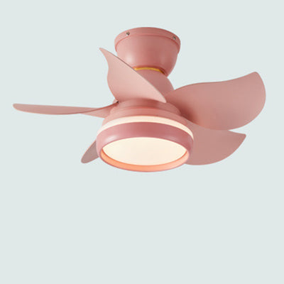 Contemporary Scandinavian Acrylic ABS Metal Round Flower LED Semi-Flush Mount Ceiling Fan Light For Living Room