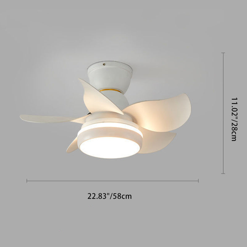 Contemporary Scandinavian Acrylic ABS Metal Round Flower LED Semi-Flush Mount Ceiling Fan Light For Living Room