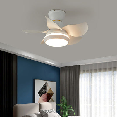 Contemporary Scandinavian Acrylic ABS Metal Round Flower LED Semi-Flush Mount Ceiling Fan Light For Living Room