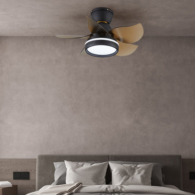 Contemporary Scandinavian Acrylic ABS Metal Round Flower LED Semi-Flush Mount Ceiling Fan Light For Living Room