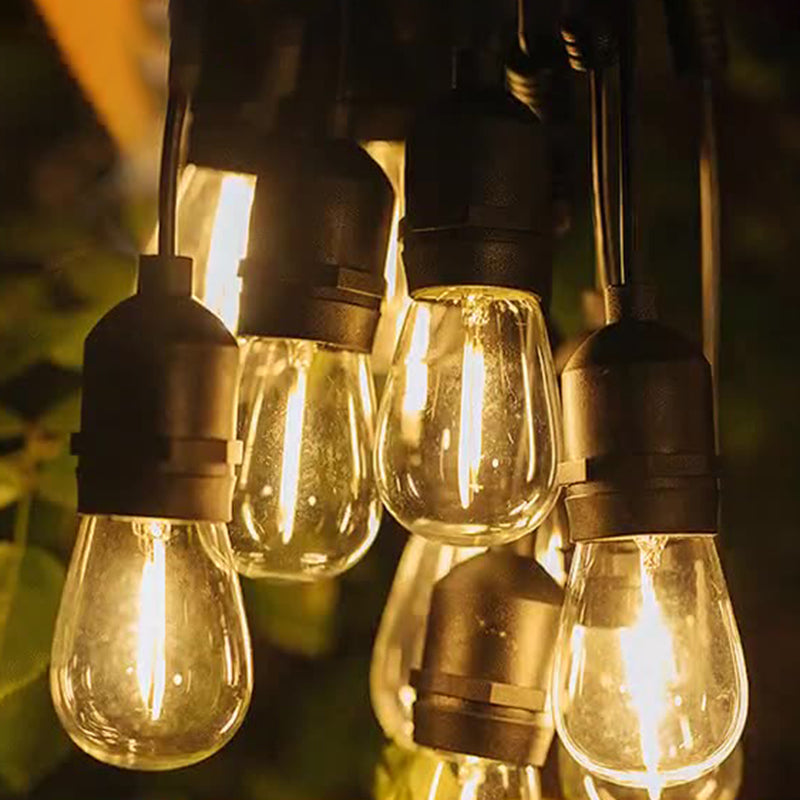 Modern Art Deco Solar Waterproof Copper PVC 15-Bulb LED String Light Outdoor Light For Garden