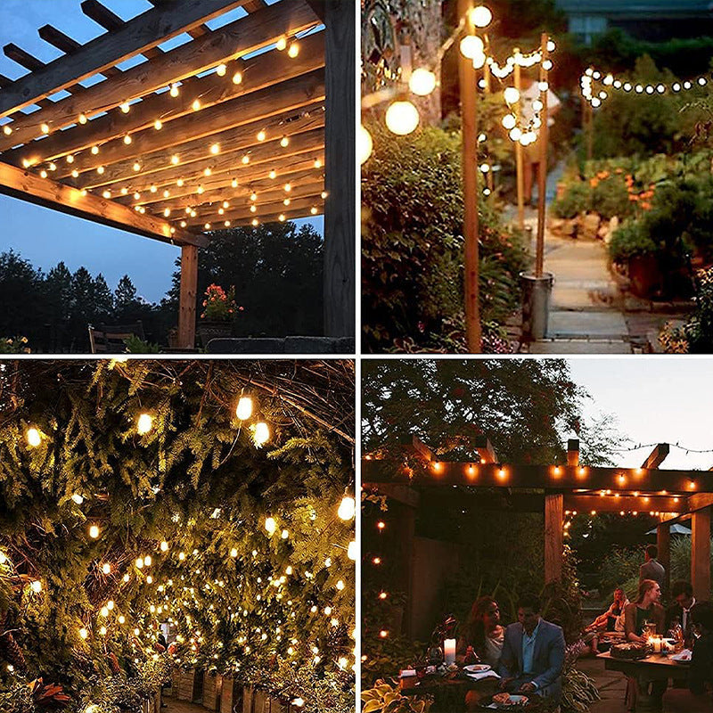 Modern Art Deco Solar Waterproof Copper PVC 15-Bulb LED String Light Outdoor Light For Garden