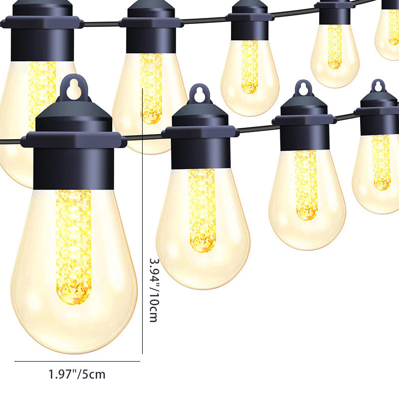 Modern Art Deco Solar Waterproof Copper PVC 15-Bulb LED String Light Outdoor Light For Garden