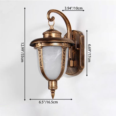 Traditional European Waterproof Aluminum Glass Carriage Lantern 1-Light Wall Sconce Lamp For Outdoor Patio