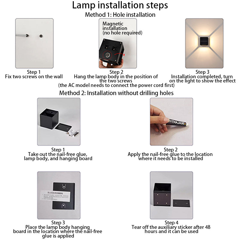 Moderne minimalistische wasserdichte Solar-Aluminium-ABS-Würfel-LED-Wandleuchter-Lampe für Terrasse im Freien 