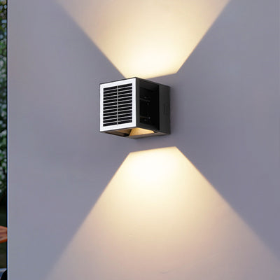 Moderne minimalistische wasserdichte Solar-Aluminium-ABS-Würfel-LED-Wandleuchter-Lampe für Terrasse im Freien 