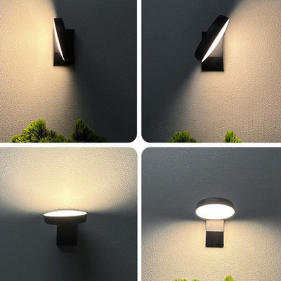 Modern Minimalist Waterproof Motion Sensor Rotatable Aluminum Acrylic Square Round LED Wall Sconce Lamp For Outdoor Patio