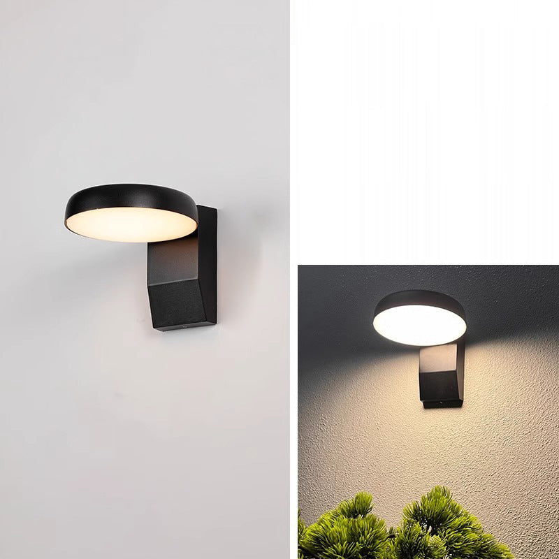 Modern Minimalist Waterproof Motion Sensor Rotatable Aluminum Acrylic Square Round LED Wall Sconce Lamp For Outdoor Patio