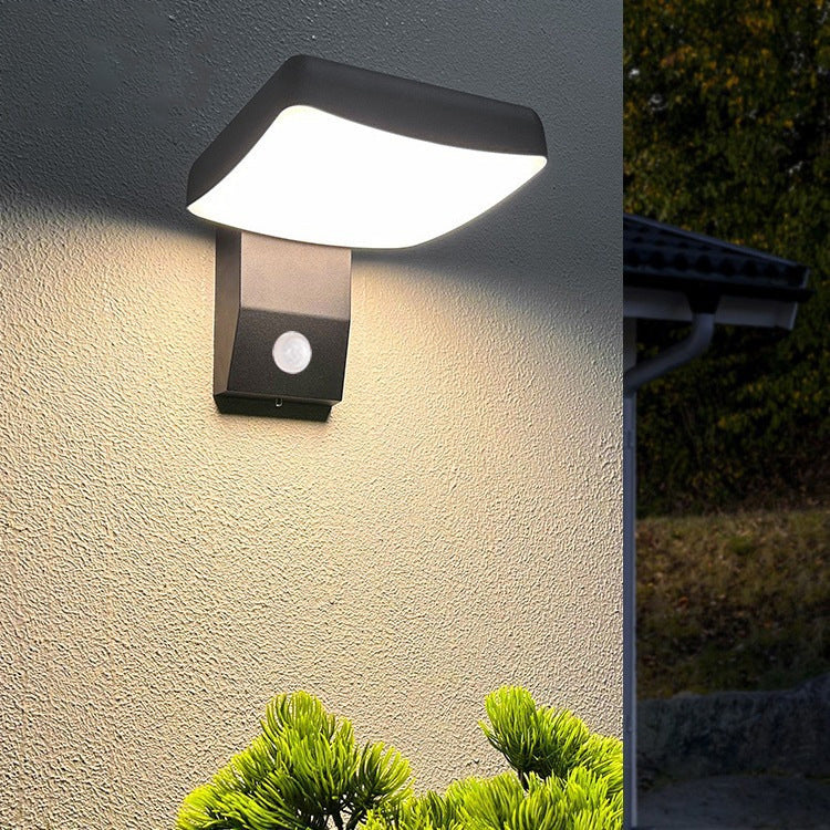 Modern Minimalist Waterproof Motion Sensor Rotatable Aluminum Acrylic Square Round LED Wall Sconce Lamp For Outdoor Patio