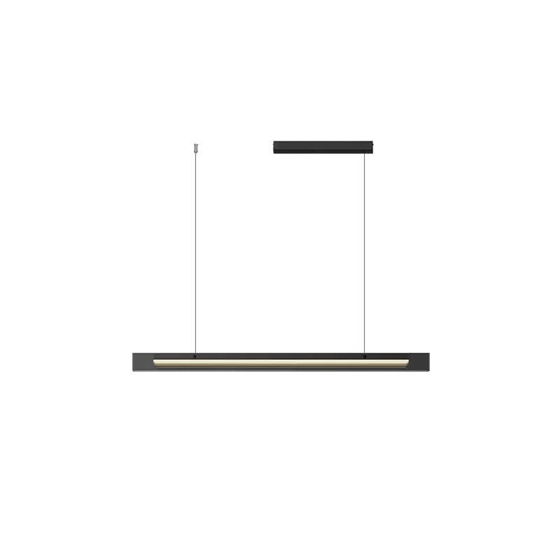 Modern Minimalist Copper Acrylic Glass Strip Rectangular LED Chandeliers Island Light For Dining Room