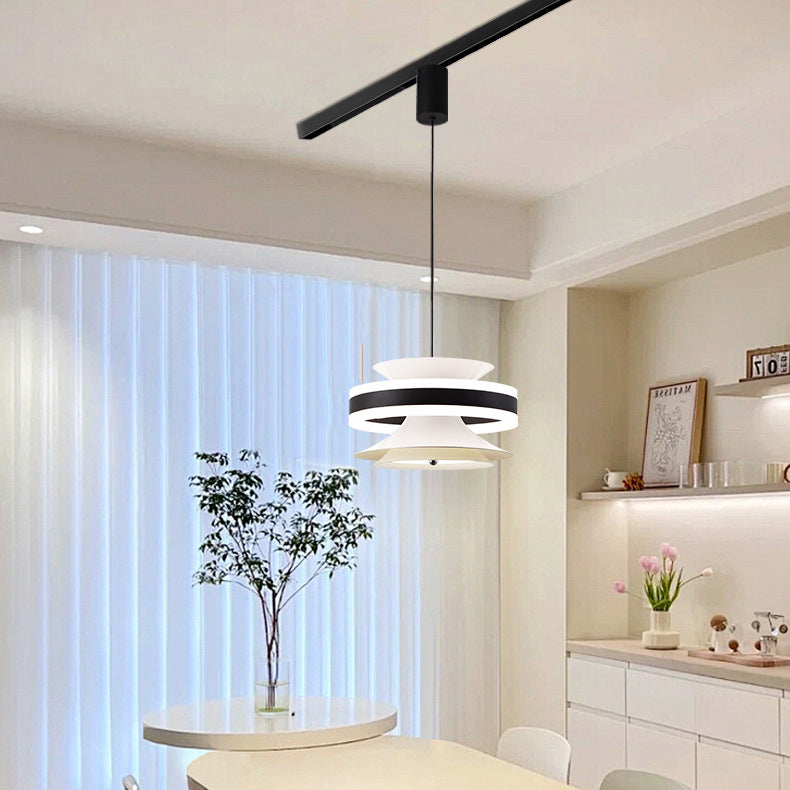 Contemporary Nordic Iron Aluminum Acrylic Movable Toroidal Gyroscope LED Pendant Light For Dining Room