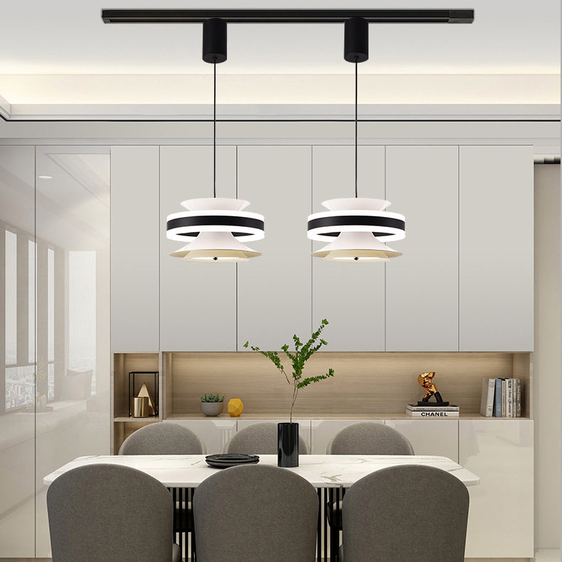 Contemporary Nordic Iron Aluminum Acrylic Movable Toroidal Gyroscope LED Pendant Light For Dining Room